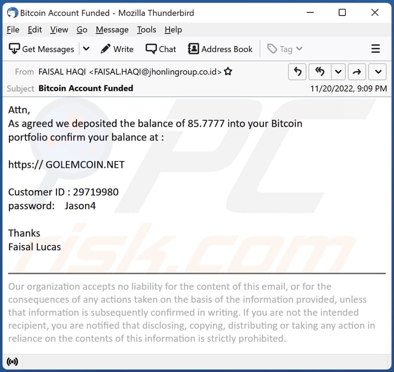 outra variante da fraude deposit into your bitcoin portfolio por email 
