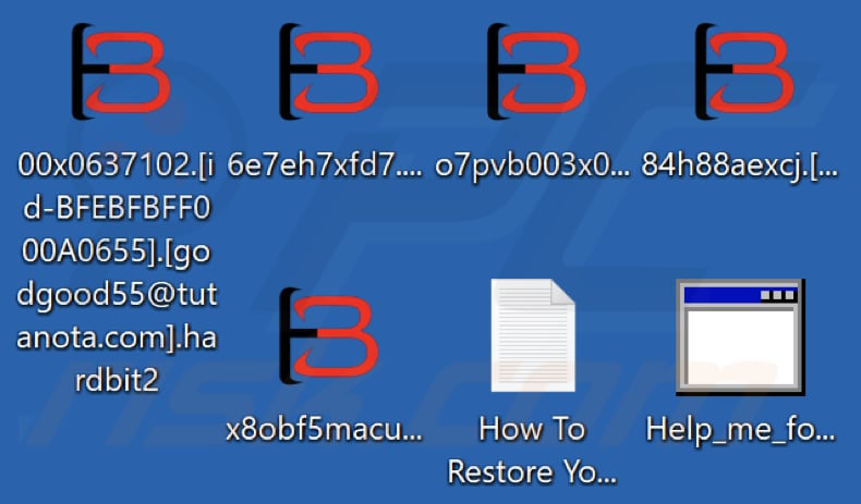 Ficheiros encriptados pelo ransomware HARDBIT 2.0 (extensão .hardbit2)