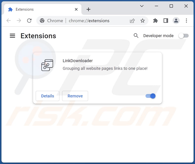 Remoção do adware LinkDownloader do Google Chrome passo 2