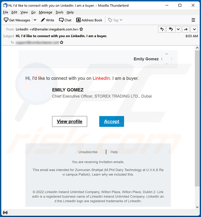 Email de spam temático no LinkedIn (2022-12-06)