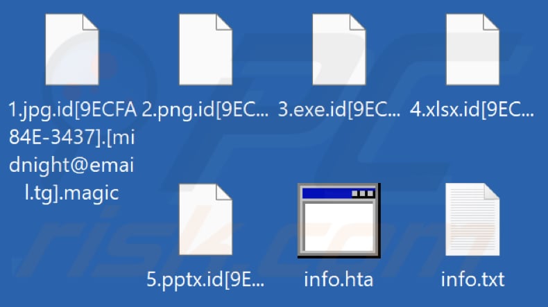 Ficheiros encriptados pelo ransomware Magic (extensão .magic)