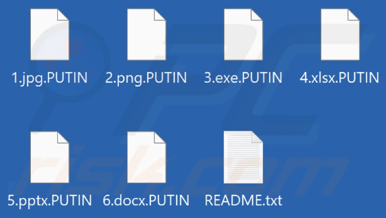Ficheiros encriptados pelo ransomware PUTIN (extensão .PUTIN)