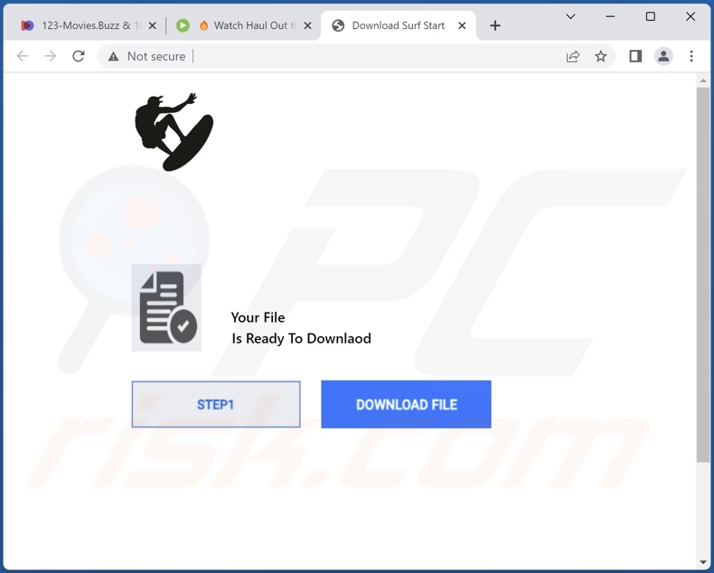 Site fraudulento utilizado para promover o sequestrador do navegador Surf Start