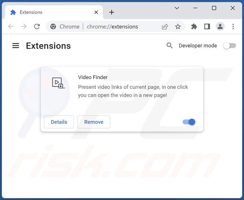 Remoção de anúncios do Video Finder do Google Chrome passo 2