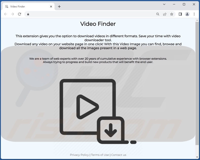 Site a promover o adware Video Finder 