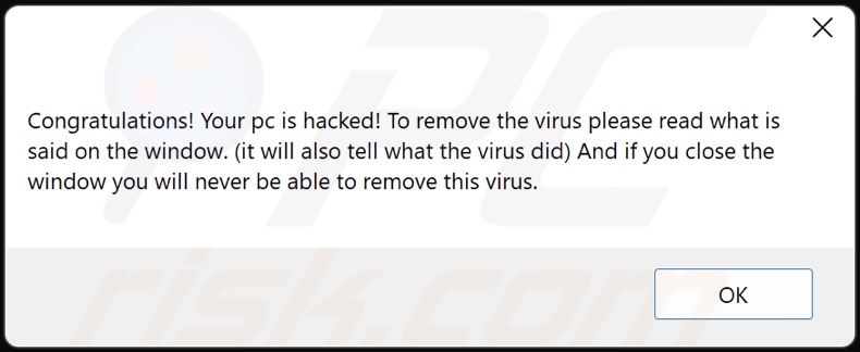 pop-up do ransomware Cyclops