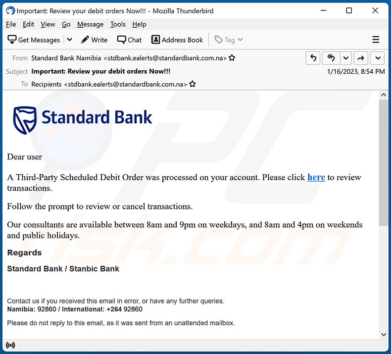 Standard Bank-email de spam temático (2023-01-17)