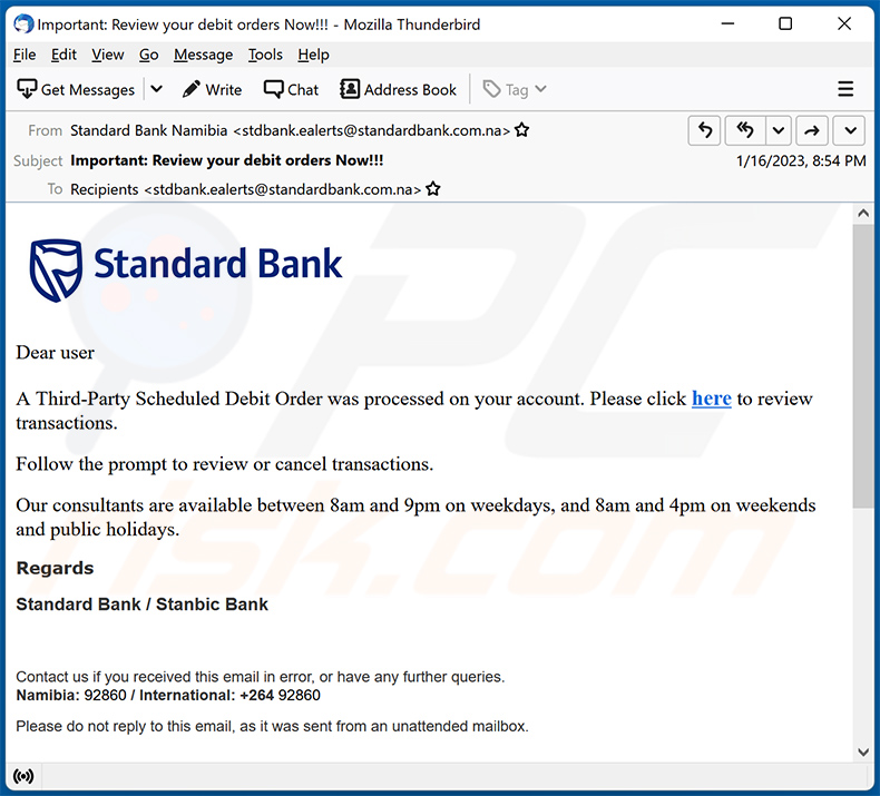 Standard Bank-email de spam temático (2023-01-17)