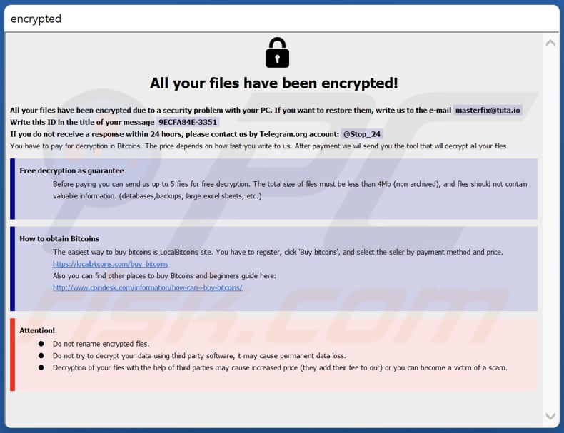 Ficheiro HTA do ransomware Unknown (info.hta)