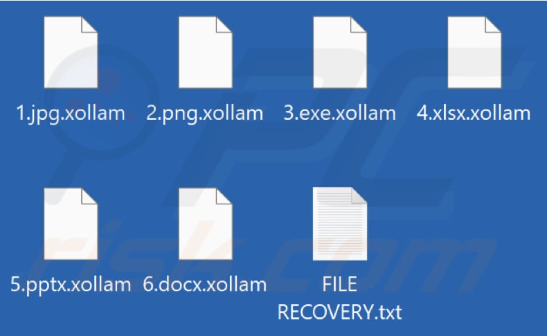 Ficheiros encriptados pelo ransomware Xollam ransomware (extensão .xollam)