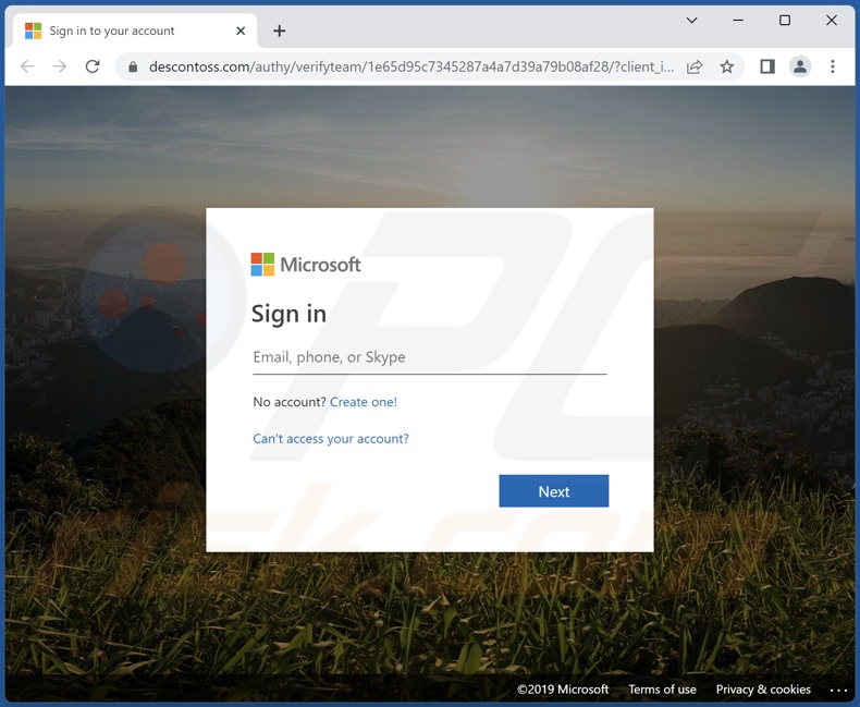 site de phishing promovido por email fraudulento Your Account Is Set To Close