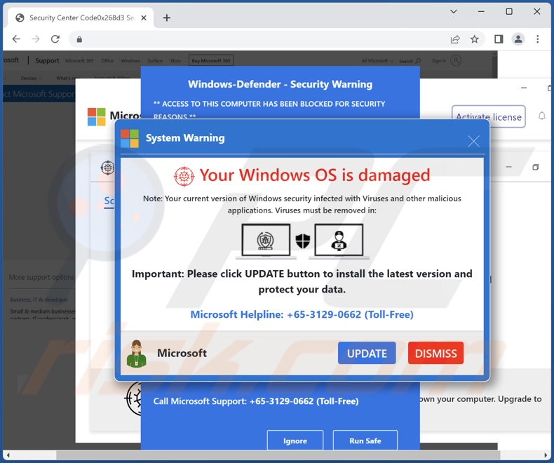 fraude Your Windows OS Is Damaged