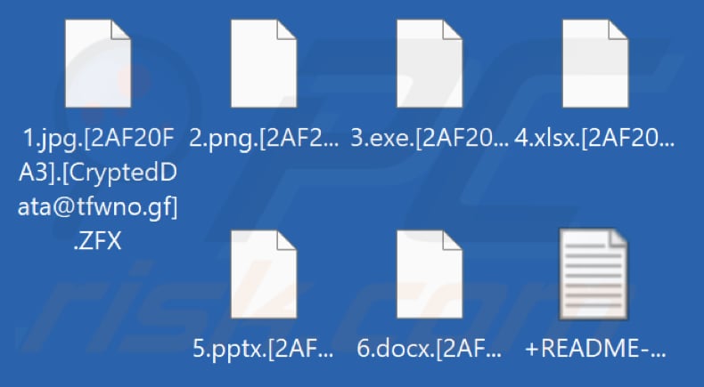 Ficheiros encriptados pelo ransomware ZFX (extensão .ZFX)