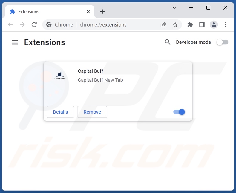 Remoção das extensões do Google Chrome relacionadas com o capital-buff.com