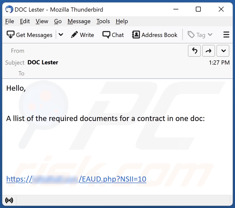 Email de spam a distribuir um documento OneNote malicioso 1
