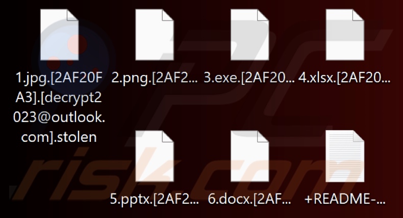 Ficheiros encriptados pelo ransomware Stolen (Makop) (extensão .stolen)