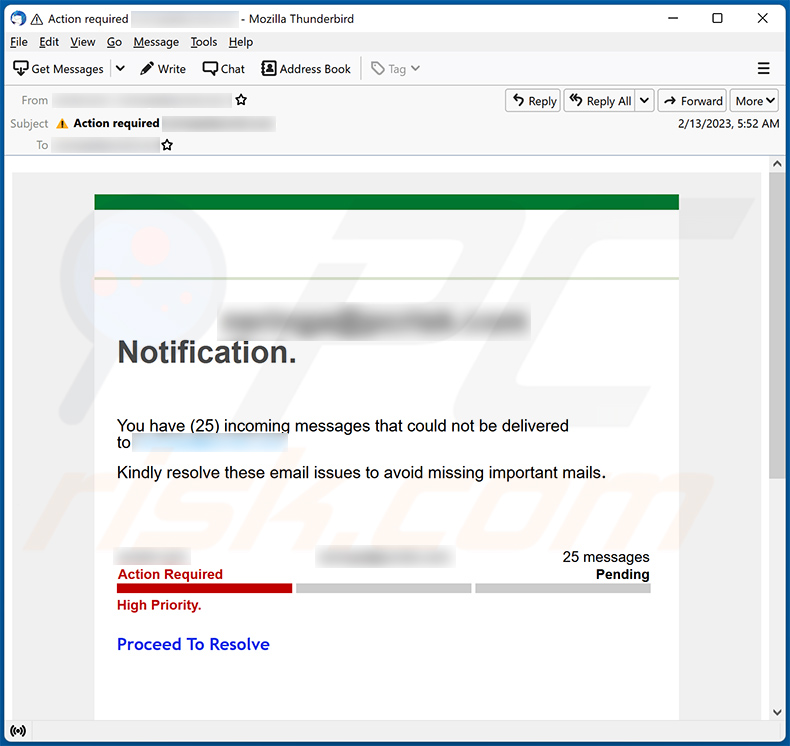 spam de email Undelivered Mails (2023-02-22)