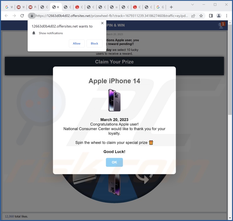 fraude Apple iPhone 14 Winner