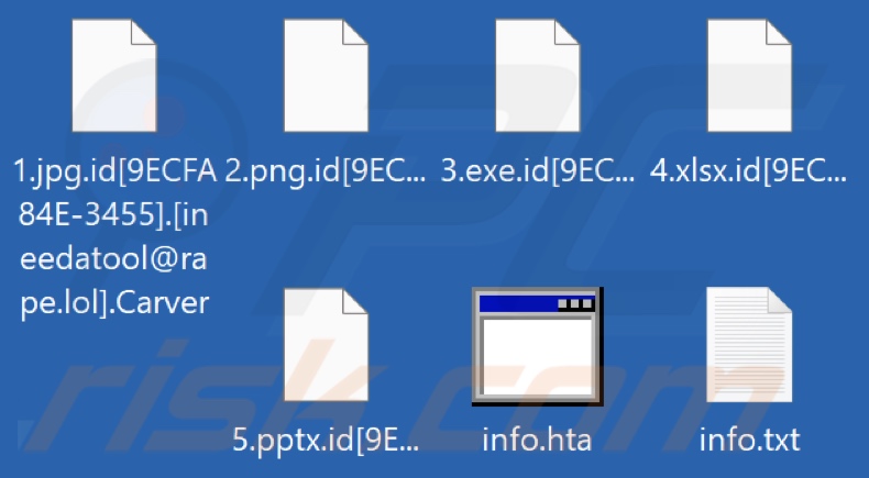 Ficheiros encriptados pelo ransomware Carver (extensão .Carver)