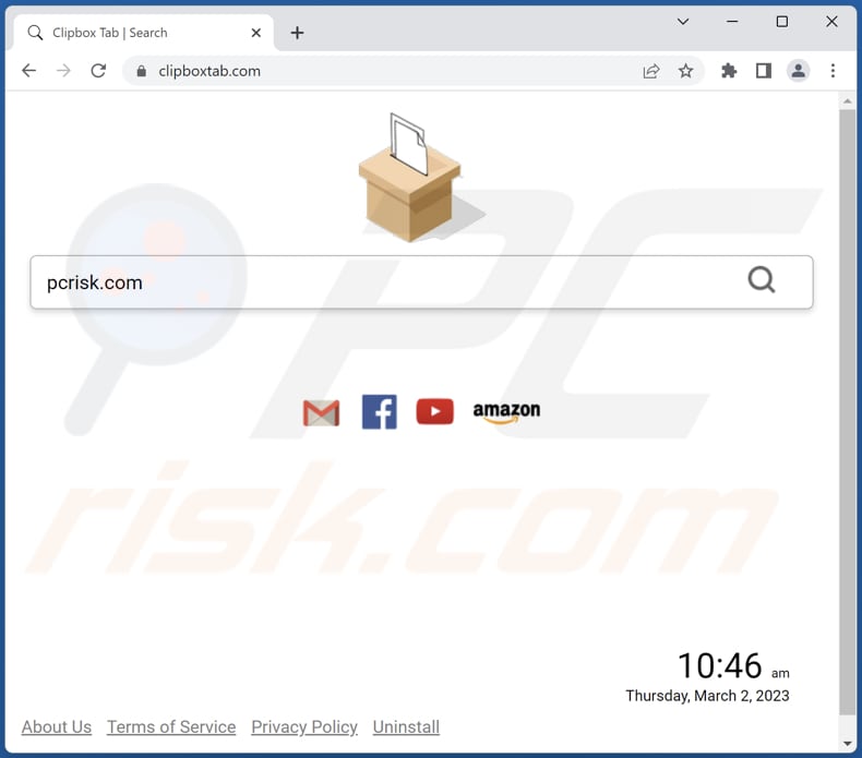 Aparência do sequestrador de navegador Clipbox Tab clipboxtab.com