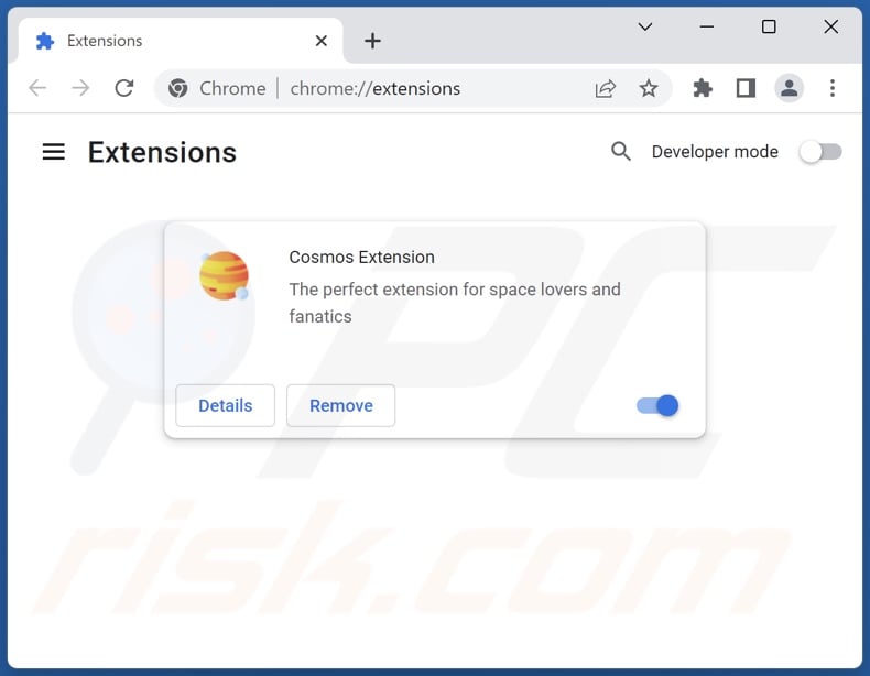 Remoção de extensões cosmosextension.com relacionadas com o Google Chrome