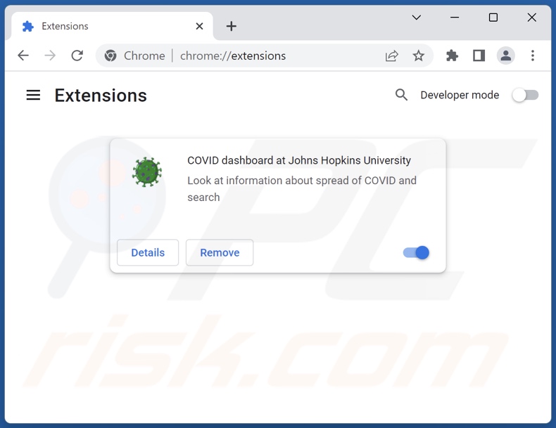 Removendo as extensões COVID Dashboard relacionadas com o Google Chrome