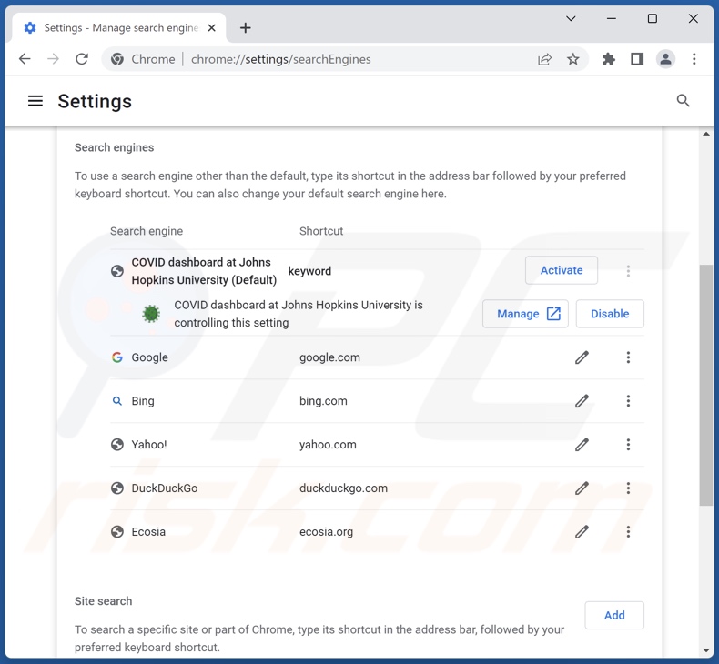 Alterar o motor de pesquisa padrão do Google Chrome