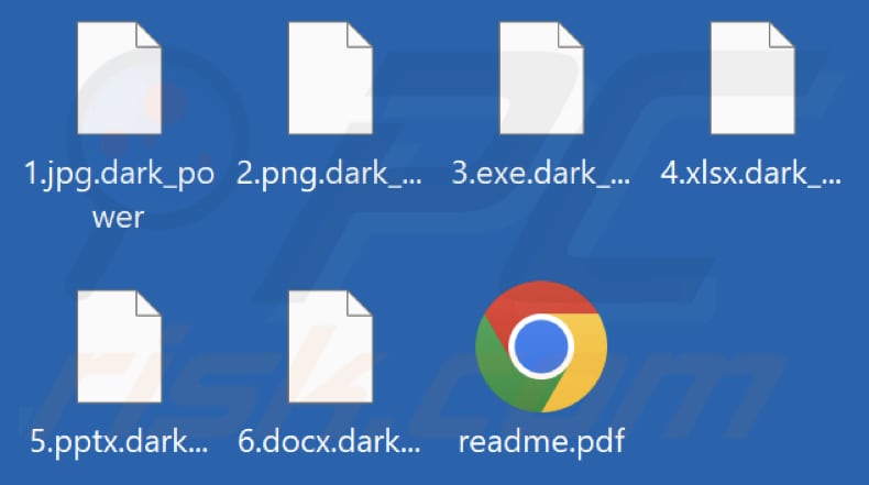 Ficheiros encriptados pelo ransomware Dark Power (extensão .dark_power)