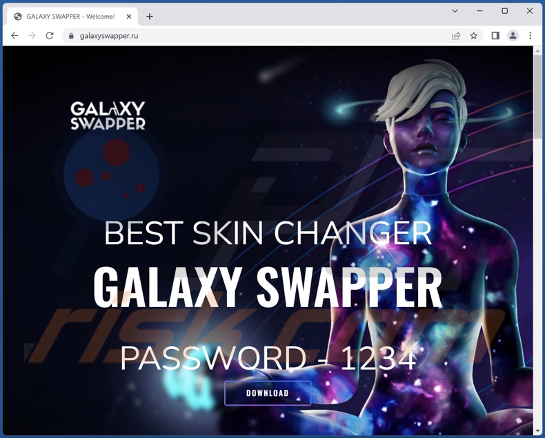 O malware DotRunpeX a distribuir o falso site de descarregamento do Galaxy Swapper