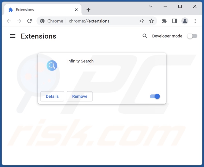 Remoção de extensões Google Chrome relacionadas com search.infinity-searches.com