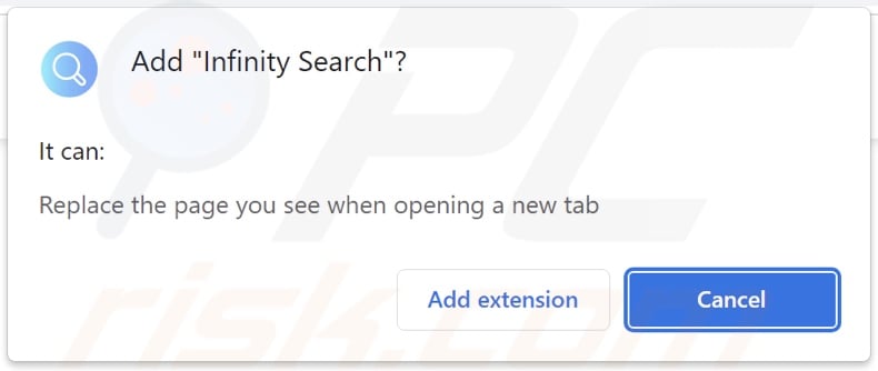 Permissões pedidas pelo sequestrador de navegador Infinity Search