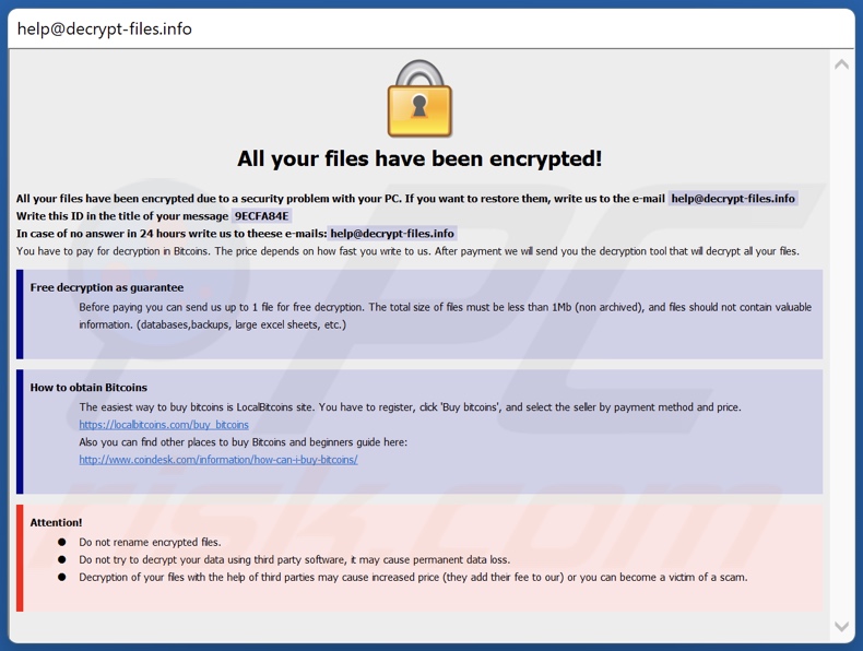 Nota de resgate do ransomware Like (Dharma) (pop-up)