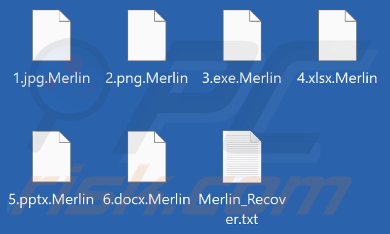 Ficheiros encriptados pelo ransomware Merlin (extensão .Merlin)