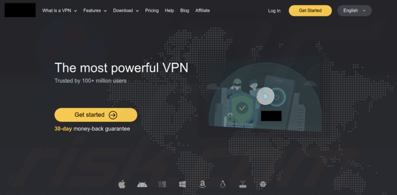 Site de descarregamento de malware falso VPN OpcJacker a difundir OpcJacker (fonte: trendmicro.com)