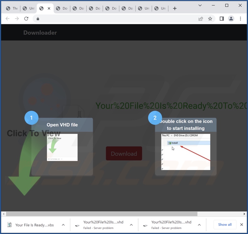 Site fraudulento que promove o sequestrador de navegador Ring