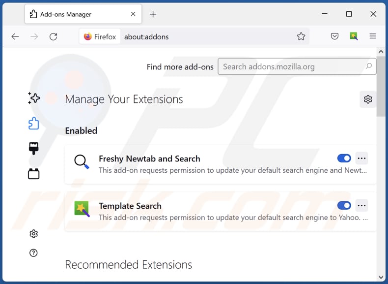 Removendo as extensões do Mozilla Firefox relacionadas com search.extjourney.com