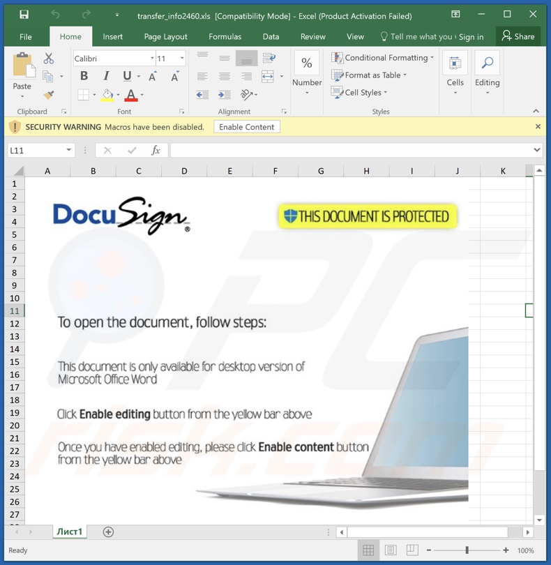 O malware MetaStealer a distribuir o documento Excel detectado como Valyria