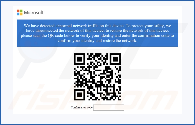 fraude pop-up Abnormal Network Traffic On This Device