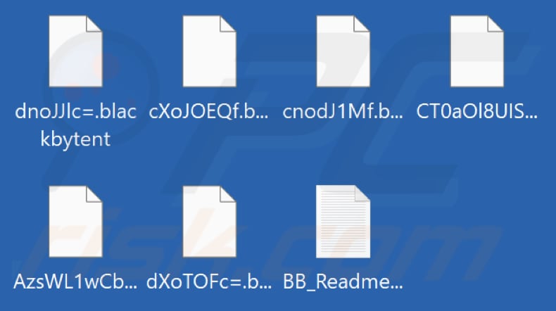 Ficheiros encriptados pelo ransomware BlackByteNT (extensão .blackbytent)
