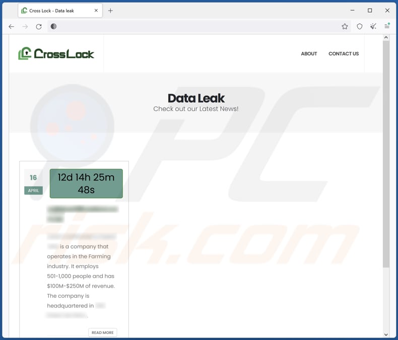 site de fuga de dados ransomware Crosslock