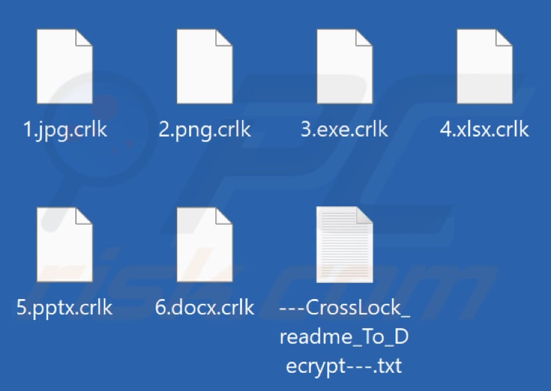 Ficheiros encriptados pelo ransomware CrossLock (extensão .crlk)