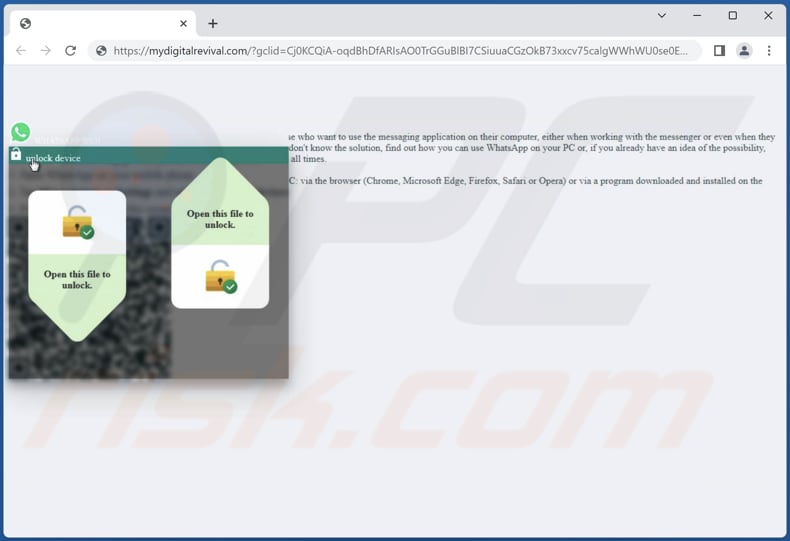 página de descarregamento do falso malware de WhatsApp CryptoClippy