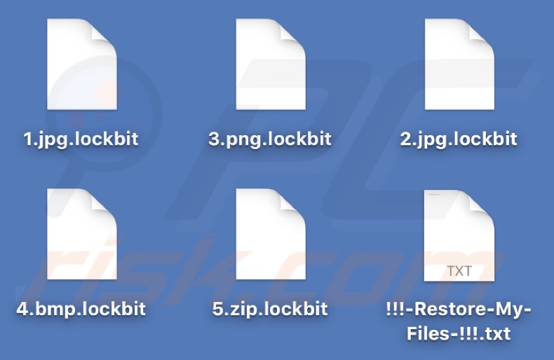 Ficheiros encriptados pelo ransomware LockBit