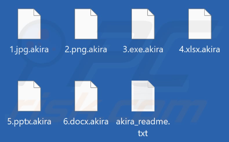 Ficheiros encriptados pelo ransomware Akira (extensão .akira)