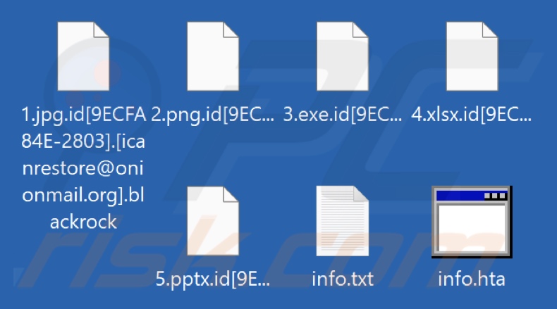 Ficheiros encriptados pelo ransomware BlackRock (extensão .blackrock)