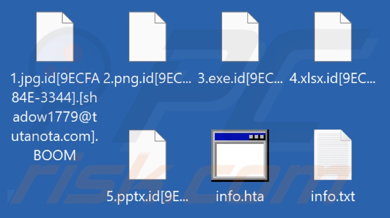 Ficheiros encriptados pelo ransomware BOOM (Phobos) (extensão .BOOM)