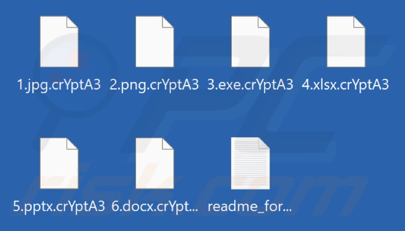Ficheiros encriptados pelo ransomware crYptA3 (extensão .crYptA3)