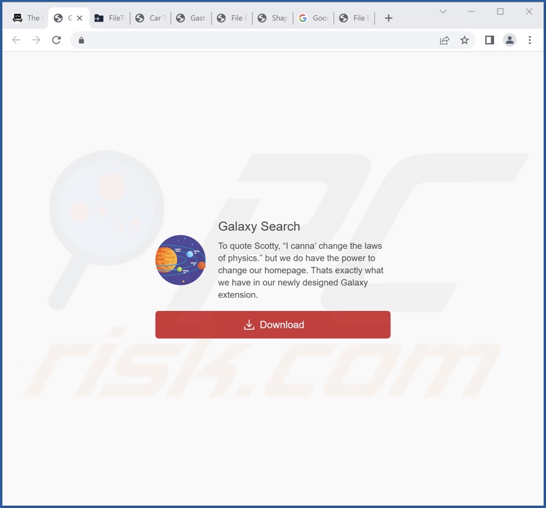 Site usado para promover o sequestrador de navegador Galaxy Search