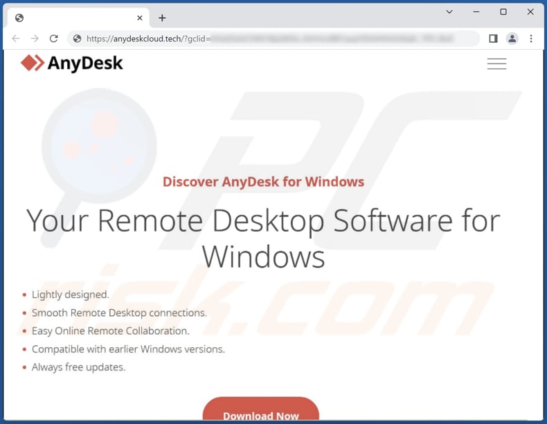 O malware LOBSHOT falsifica o site AnyDesk