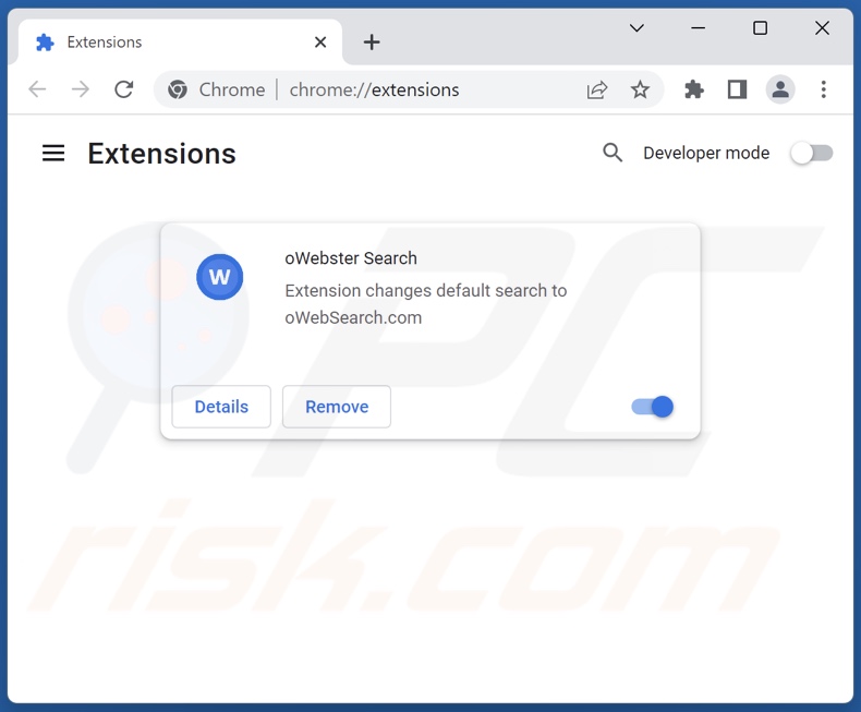 Remoção das extensões do Google Chrome relacionadas com owebsearch.com